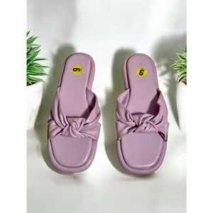Size 9 Coach Brooklyn Leather Sandals Violet Lilac Purple Twist Knot Slides